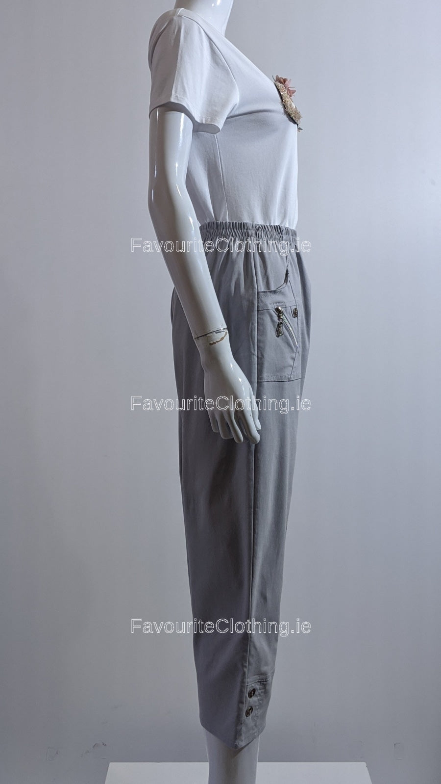 Grey Cropped Cotton Trouser