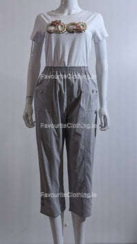 Grey Cropped Cotton Trouser