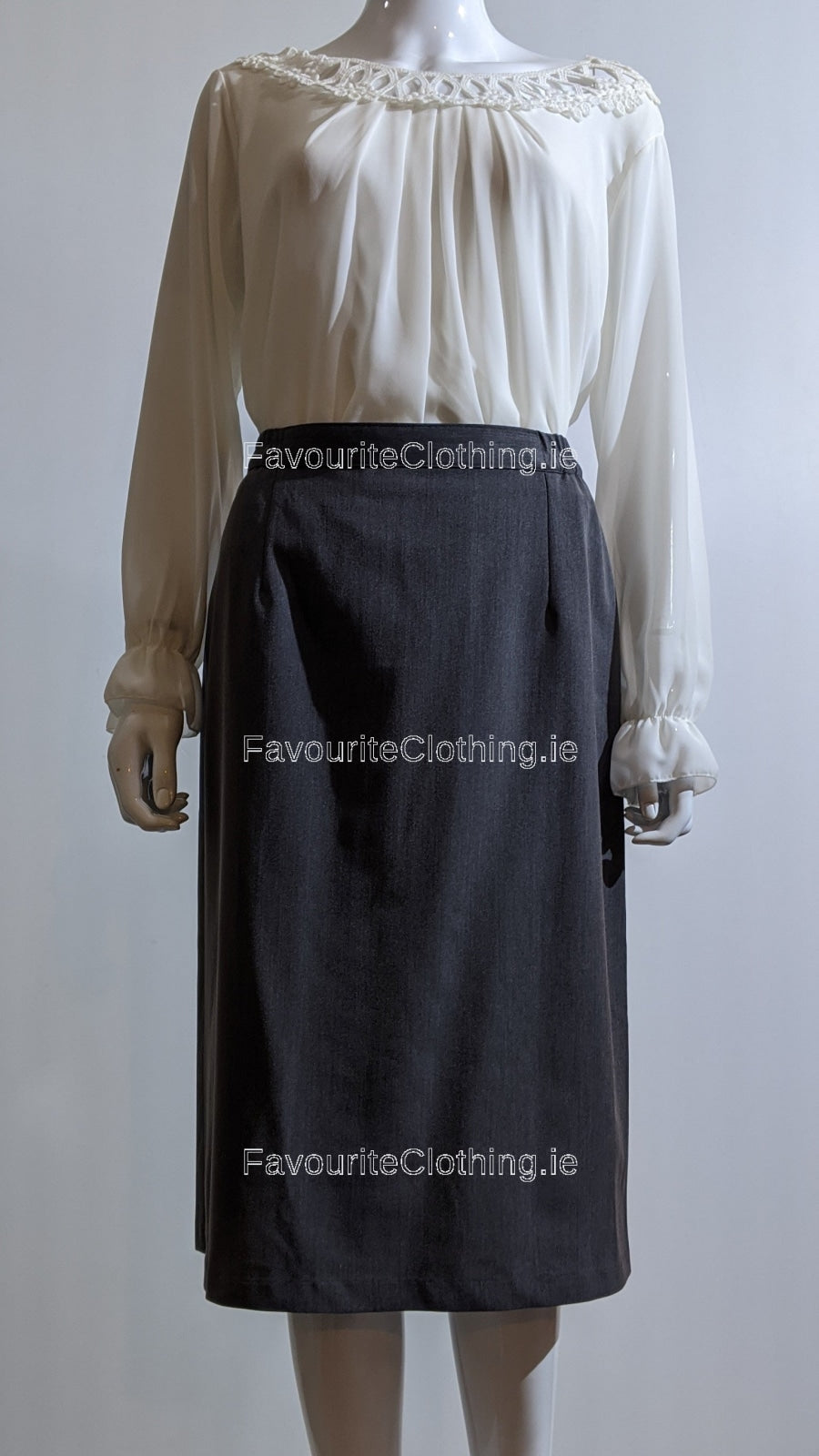 Grey Elasticated Straight Skirt