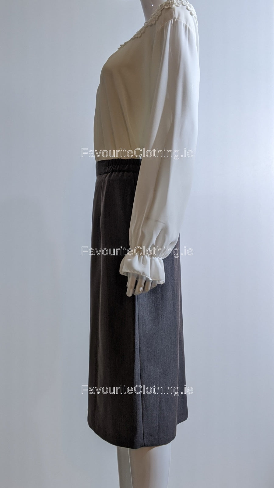 Grey Elasticated Straight Skirt