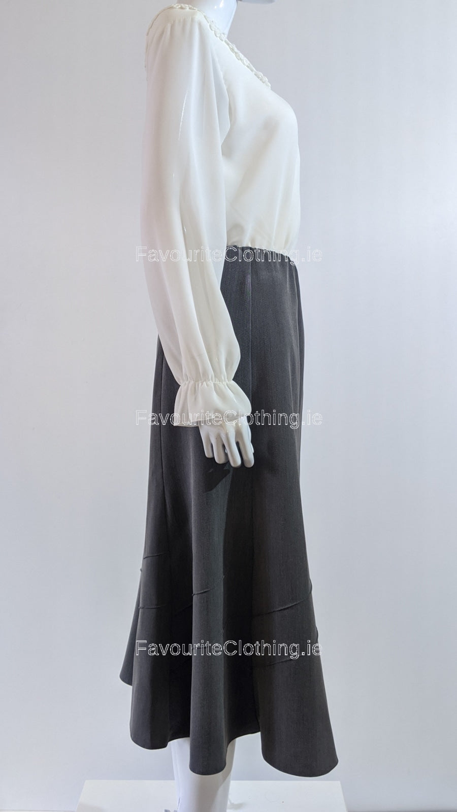 Grey Lined Elasticated A-Line Skirt