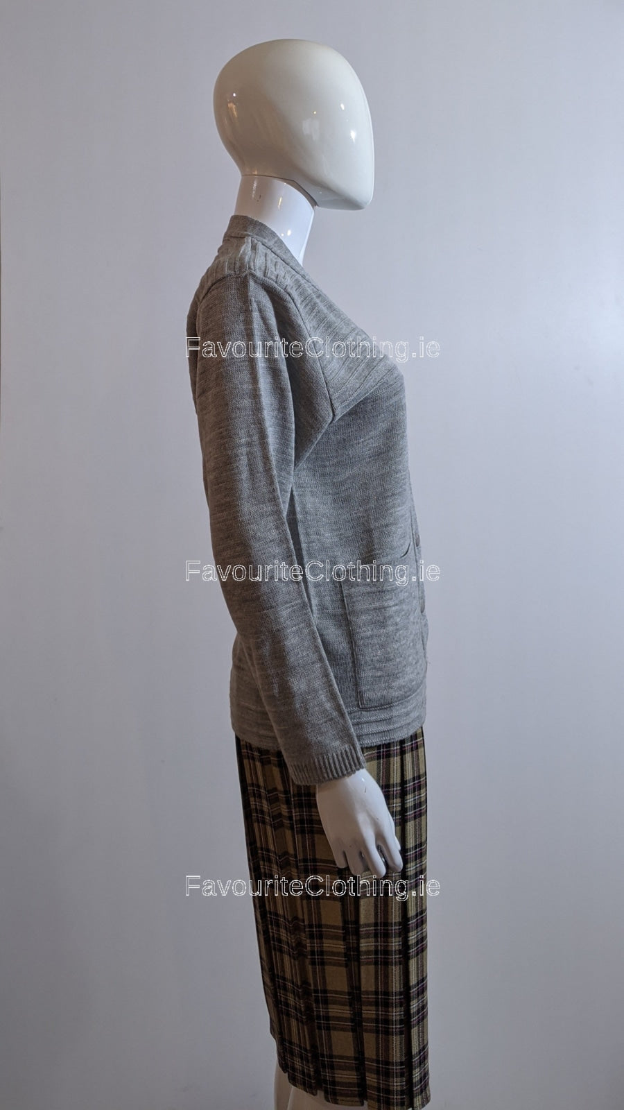 Grey V-Neck Two Pocket Cardigan