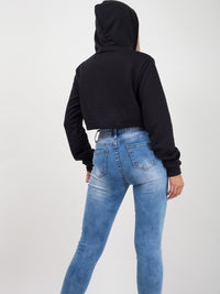 Black Zip Crop Hoodie