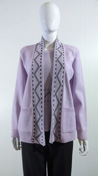 Lavender Stitched Design Pattern Twinset Jumper