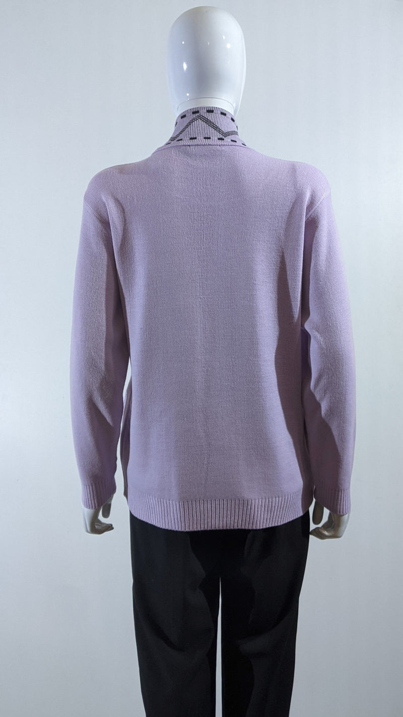 Lavender Stitched Design Pattern Twinset Jumper