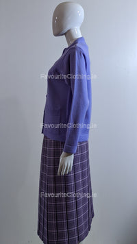 Lilac Round Neck Button Cardigan