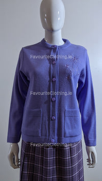 Lilac Round Neck Button Cardigan