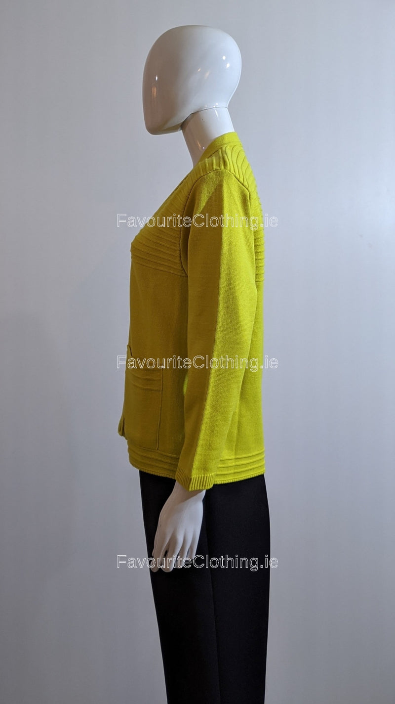 Lime V-Neck Two Pocket Cardigan