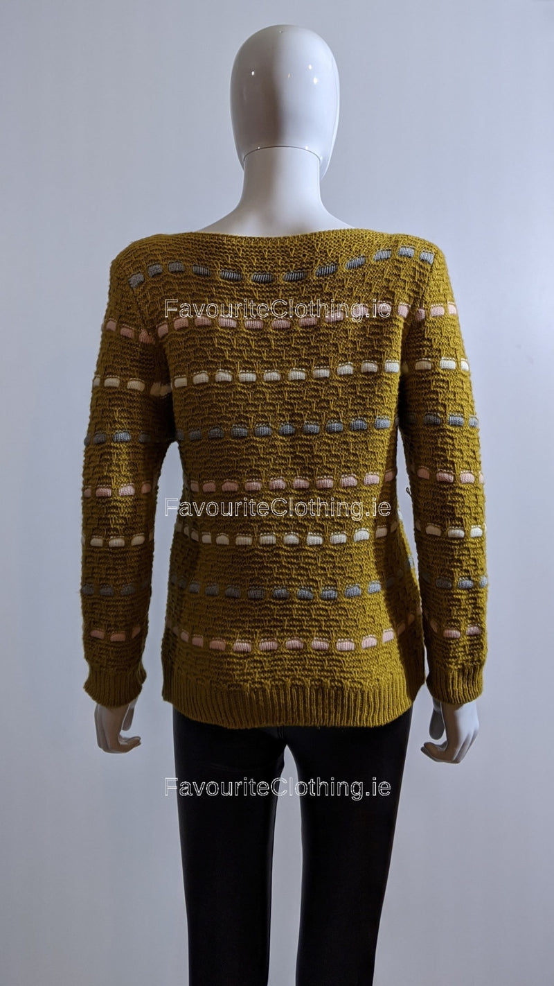 Mustard Pattern Detail Knit Jumper