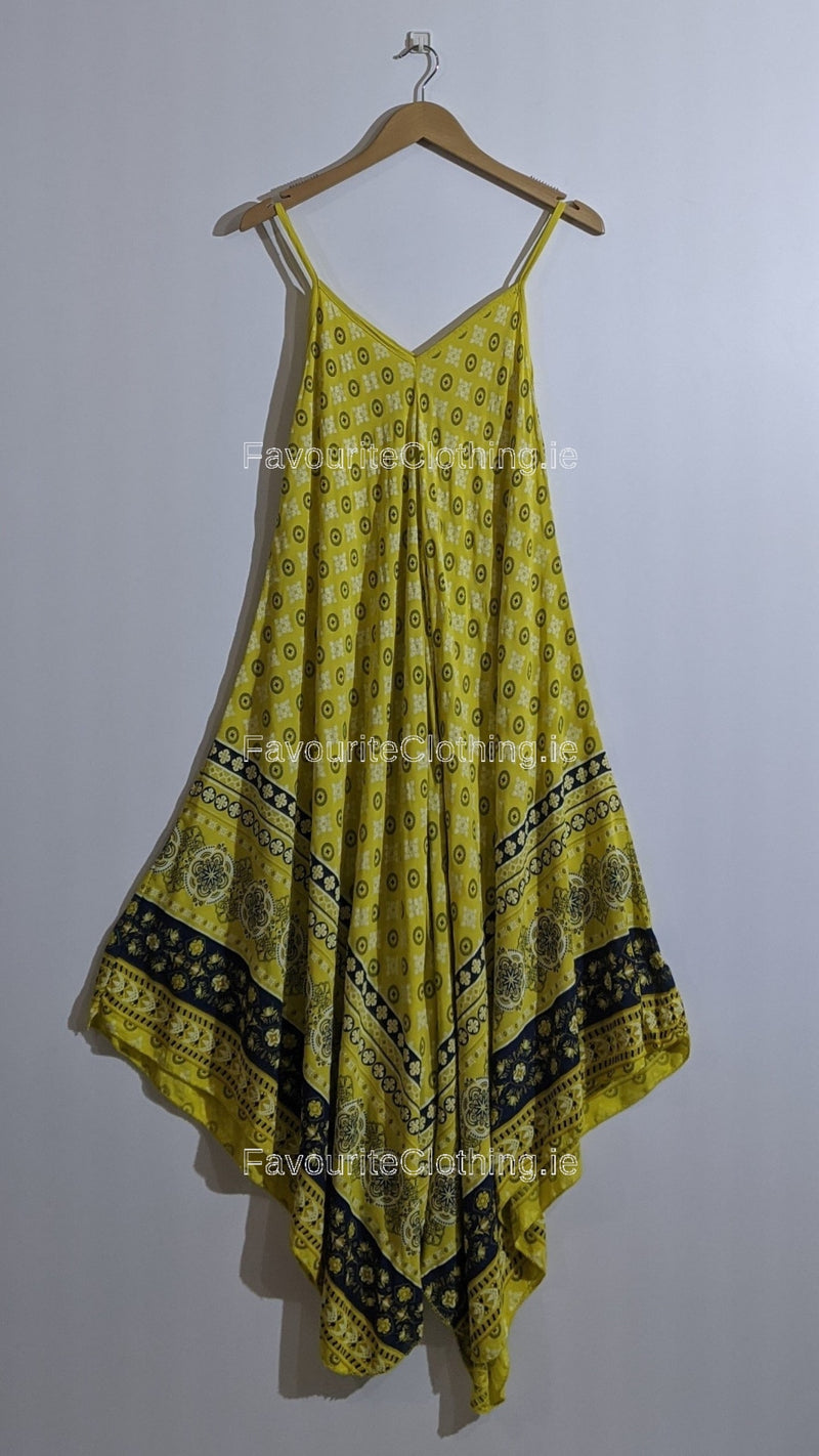 Mustard Pattern Sleeveless Maxi Dress