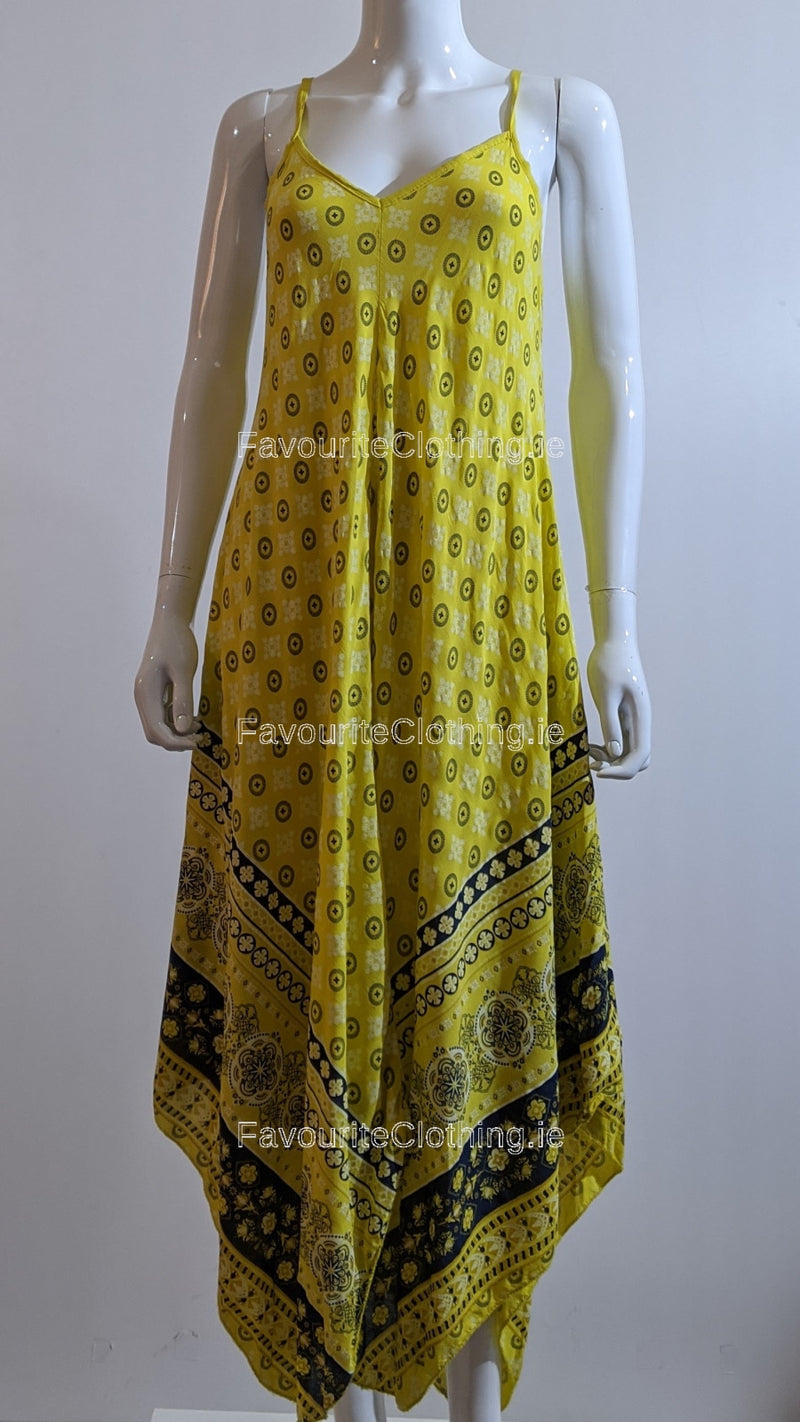 Mustard Pattern Sleeveless Maxi Dress