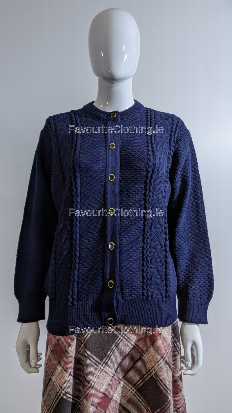 Navy Button Up Design Cardigan