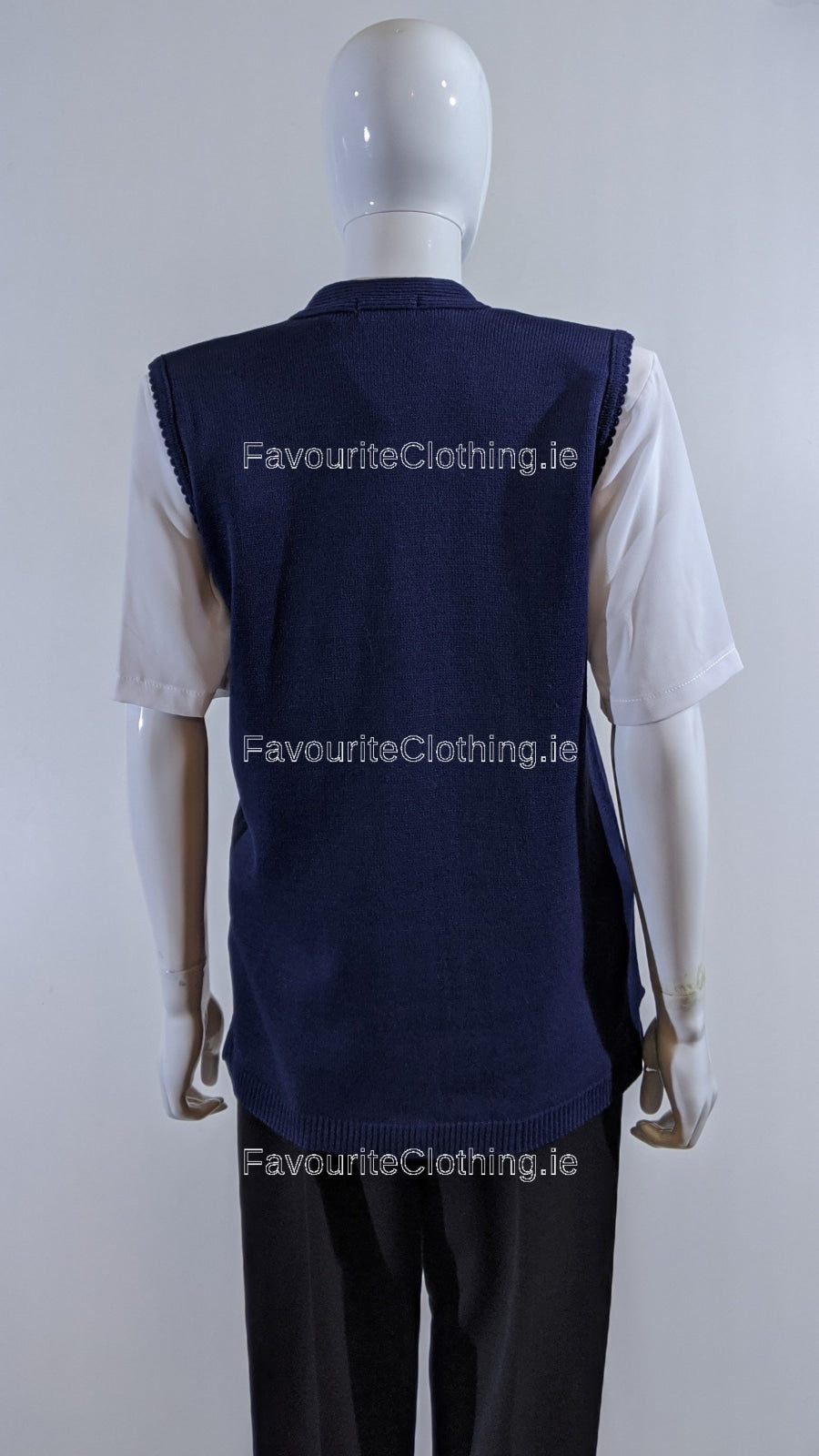 Navy Button Up Knitted Waistcoat Cardigan with Pockets