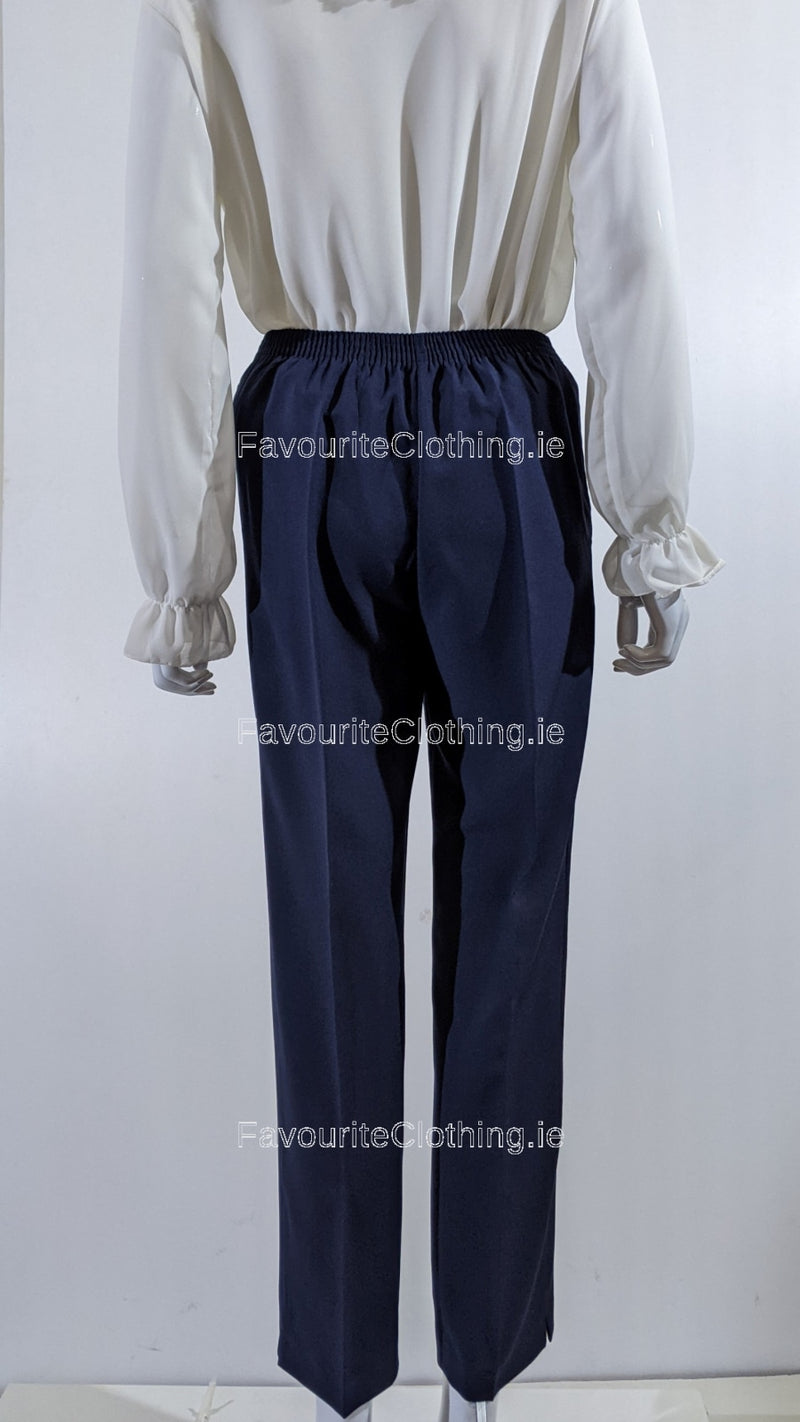 Navy Slim Leg Comfortable Elasticated Trouser