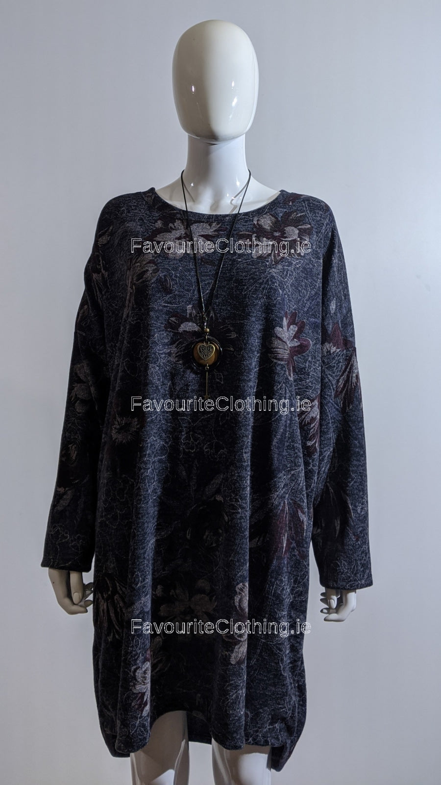 Navy Floral Pattern Warm Dress