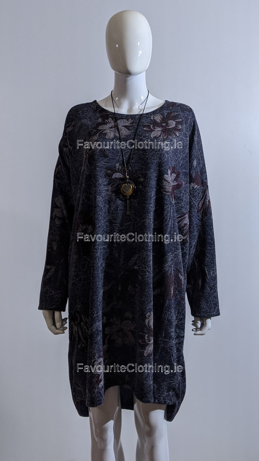 Navy Floral Pattern Warm Dress