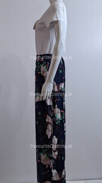 Navy Floral Print Culotte