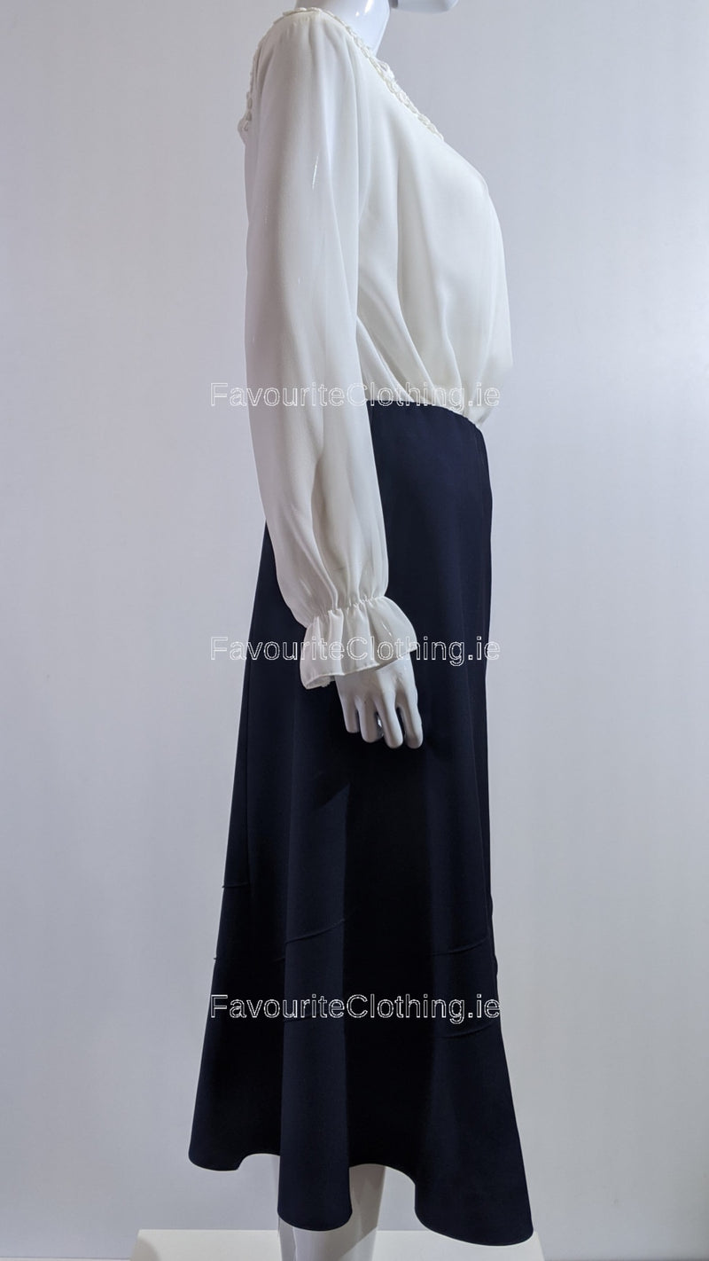 Navy Lined Elasticated A-Line Skirt