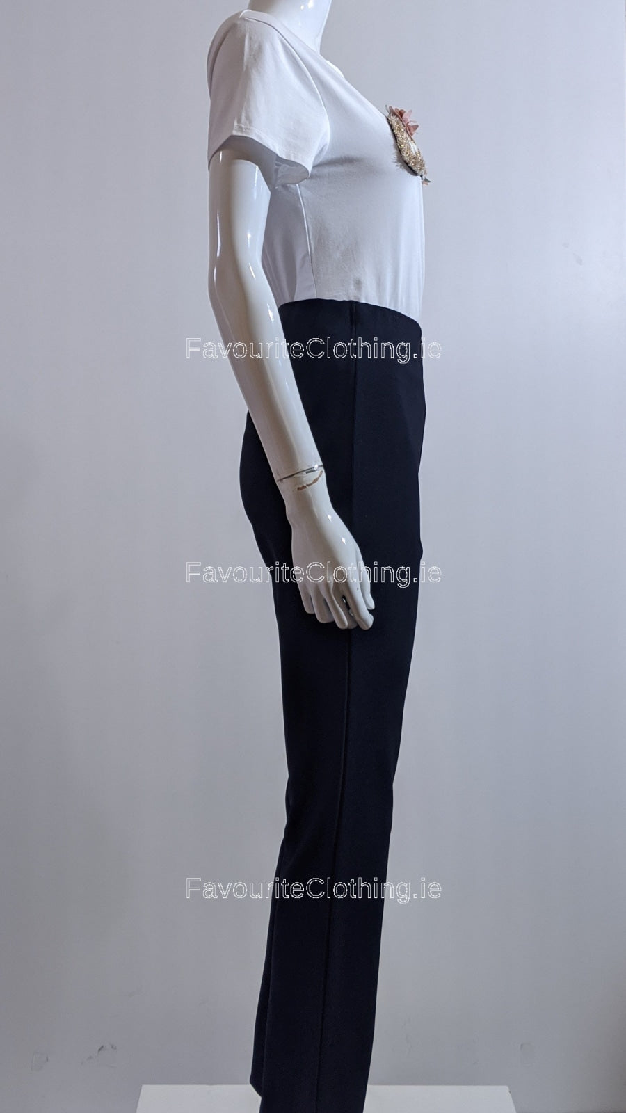 Navy Ribbed Elasticated Trouser