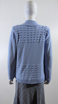 Pale Blue Scallop Edge Open Cardigan