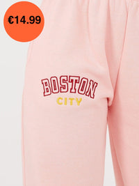 Peach Boston Embroidered Fleece Jogger