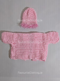 Pink Baby Hand Knitted Jacket and Hat Set