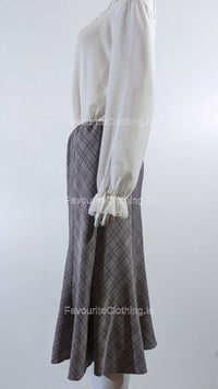 Pink Elasticated Lined A-Line Diamond Checked Skirt