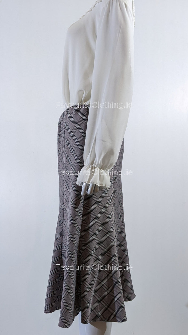 Pink Elasticated Lined A-Line Diamond Checked Skirt