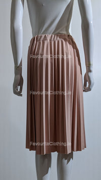 Pink Pleated Knee Length Skirt