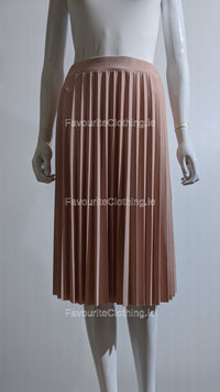 Pink Pleated Knee Length Skirt