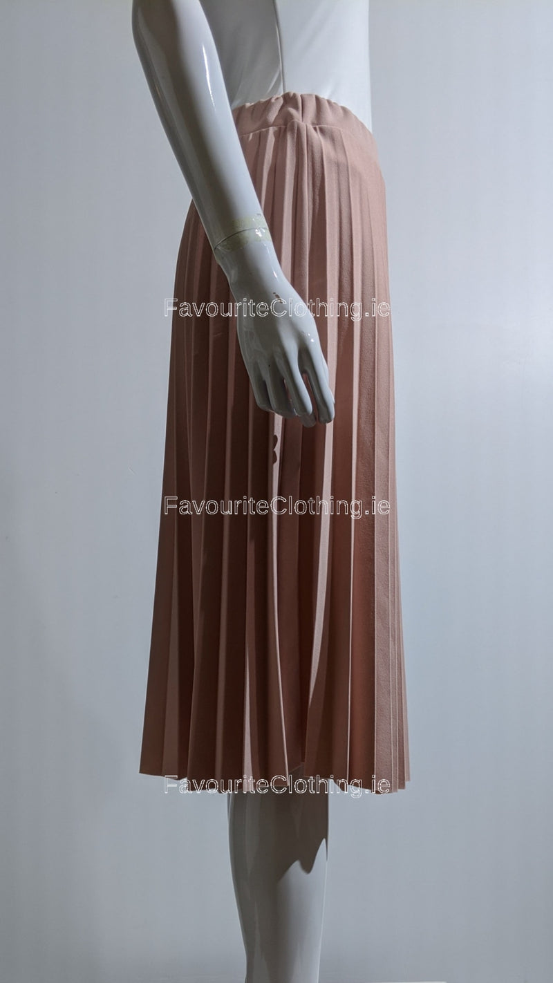 Pink Pleated Knee Length Skirt