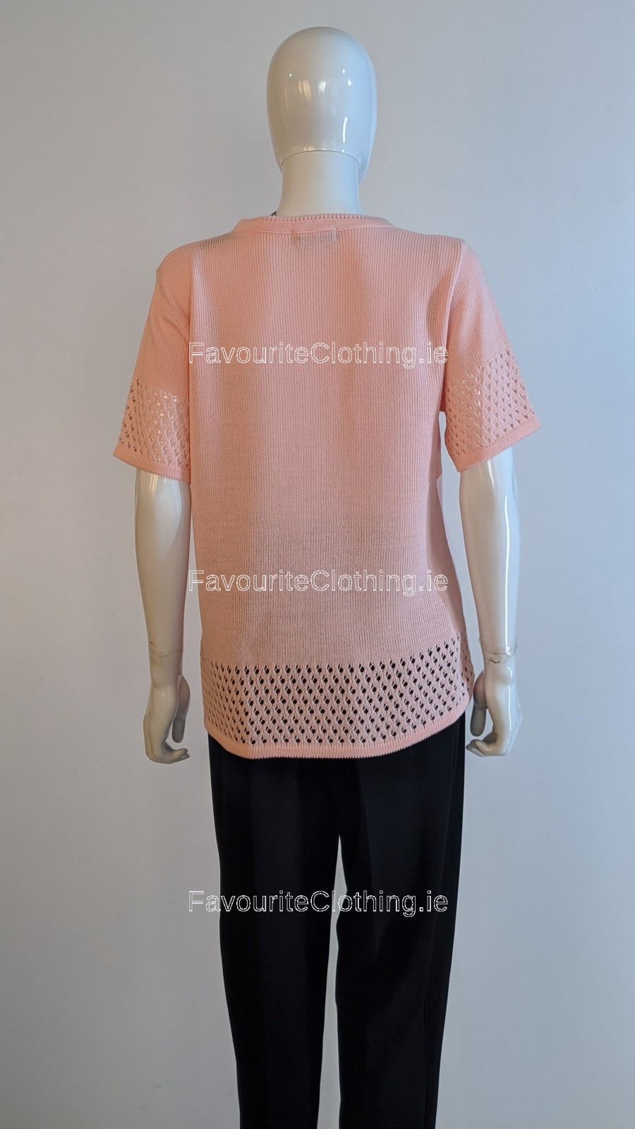 Pink Round Neck Short Sleeves Jumper