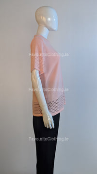 Pink Round Neck Short Sleeves Jumper