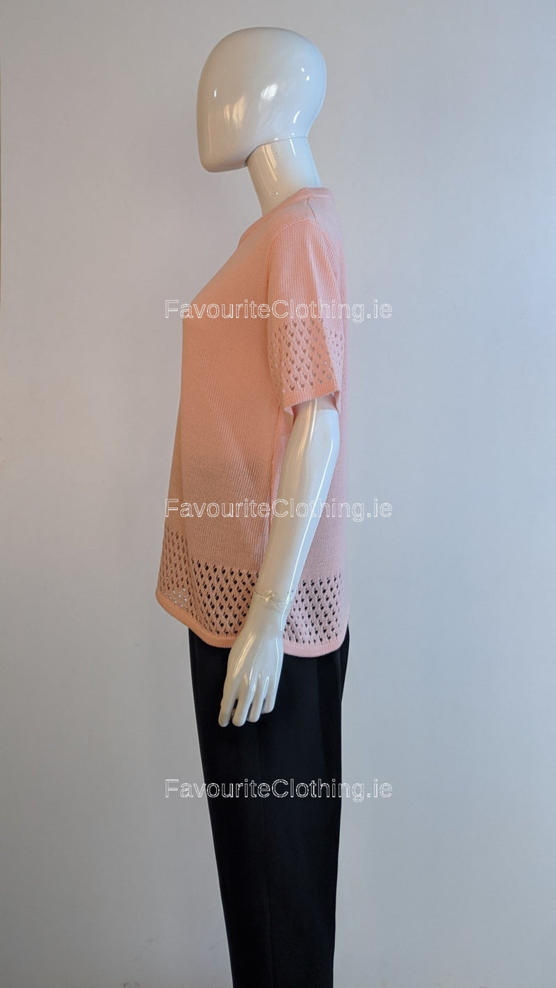 Pink Round Neck Short Sleeves Jumper