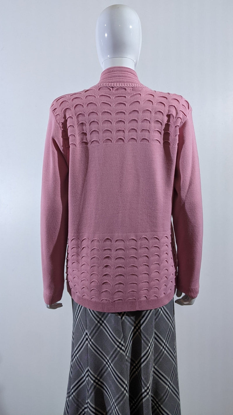 Pink Scallop Edge Open Cardigan