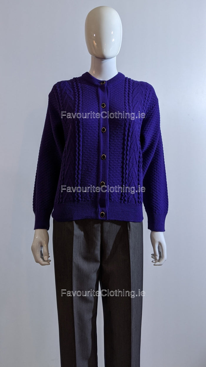 Purple Button Up Design Cardigan