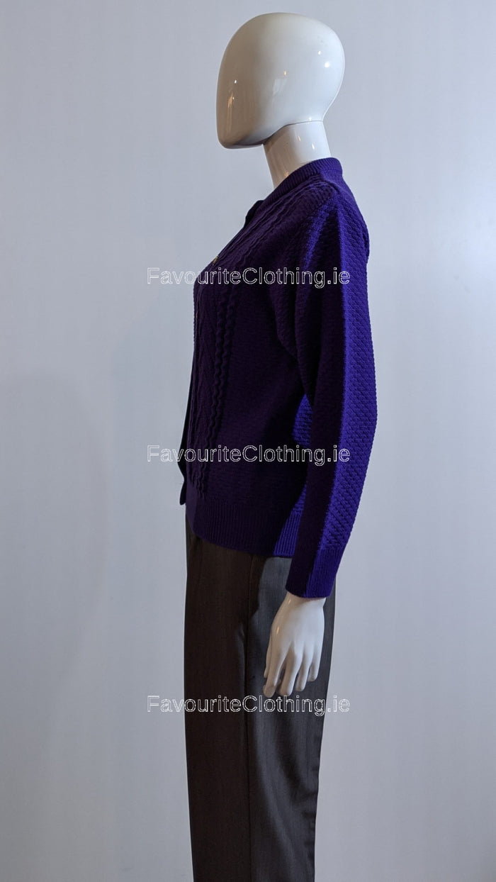 Purple Button Up Design Cardigan