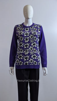 Purple Flower Print Jumper