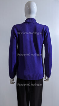 Purple Four Button Cable Knit Jumper