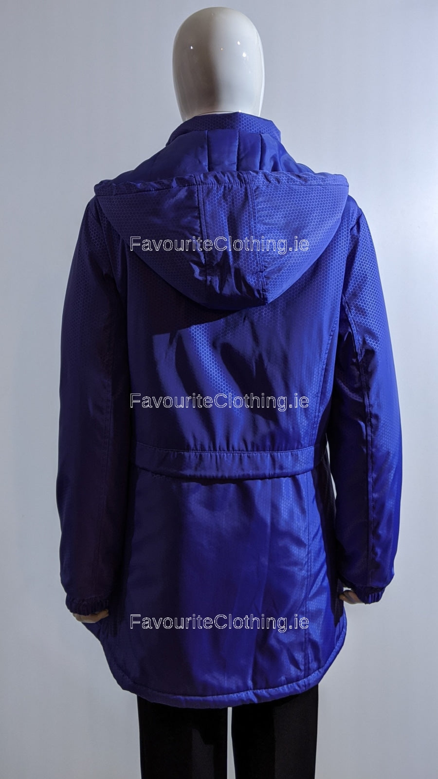 Purple Pattern Hooded Water Resistant Long Coat