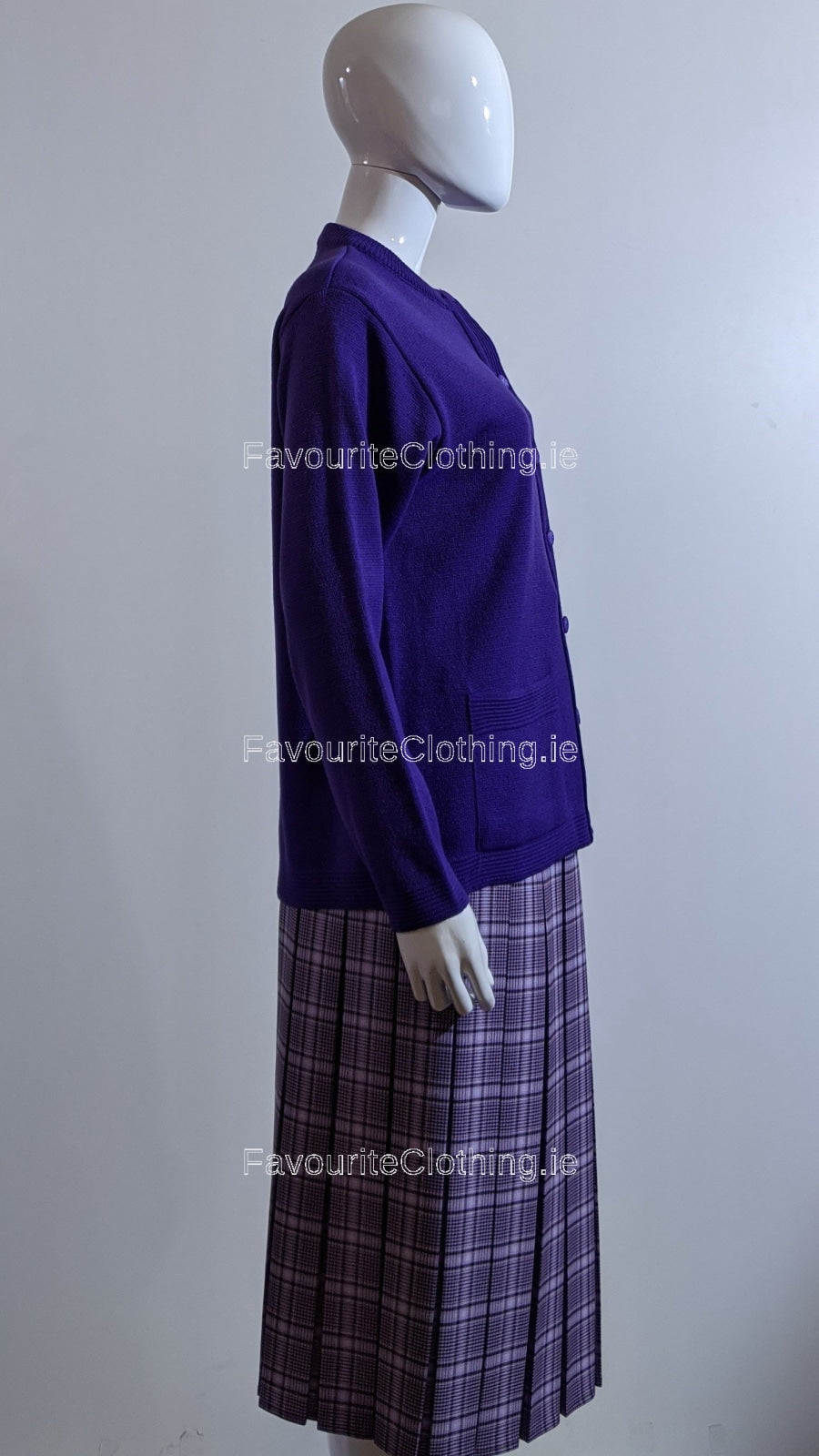 Purple Round Neck Button Cardigan