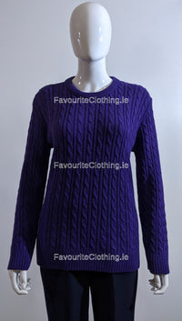 Purple Round Neck Cable Knit Jumper