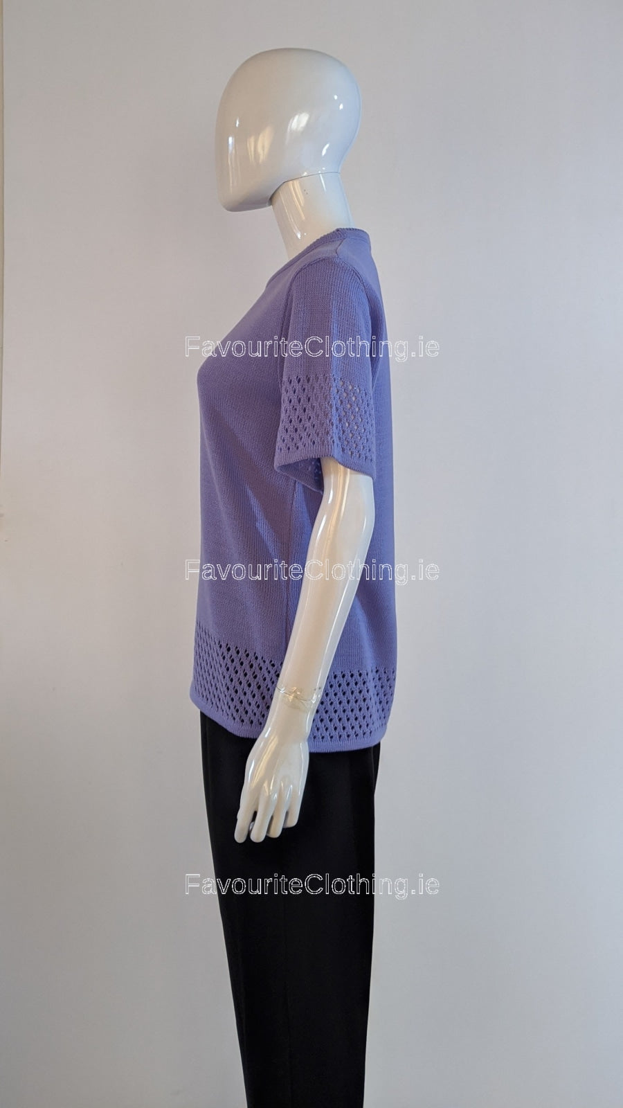 Purple Round Neck Short Sleeves Jumper