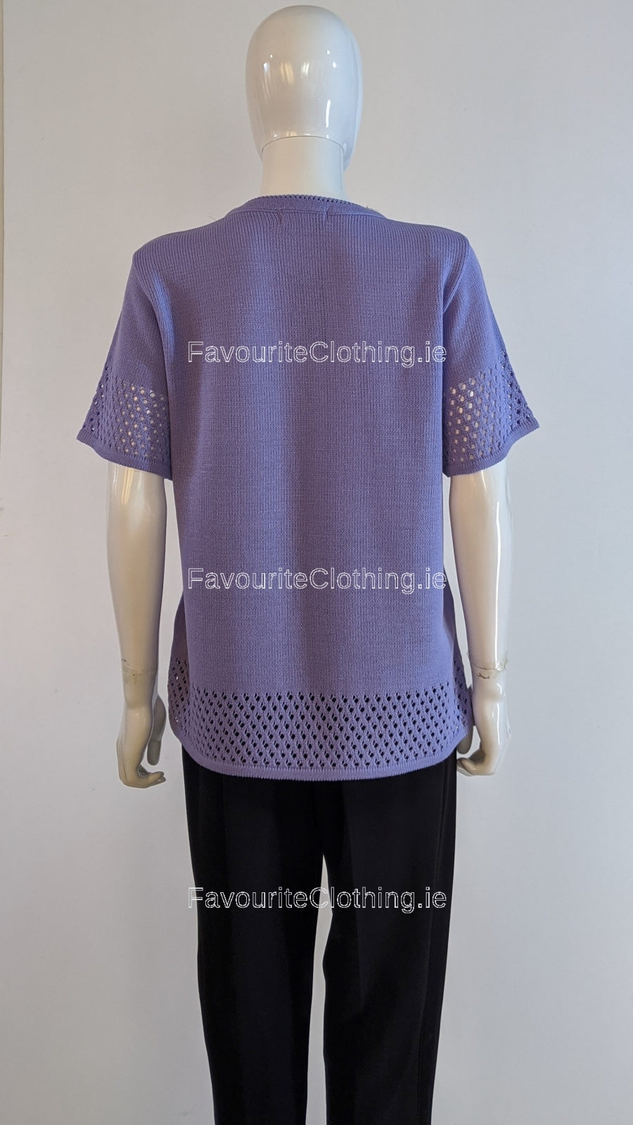 Purple Round Neck Short Sleeves Jumper