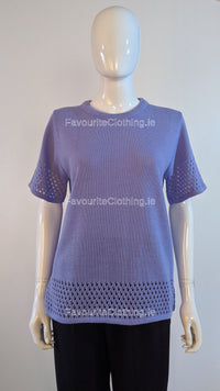 Purple Round Neck Short Sleeves Jumper