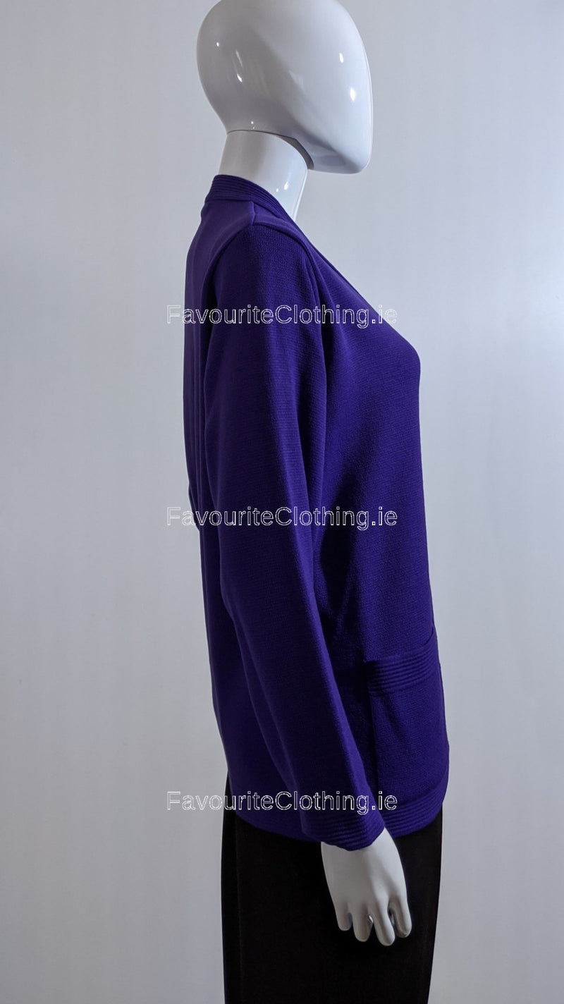 Purple V-Neck Button Pocket Cardigan