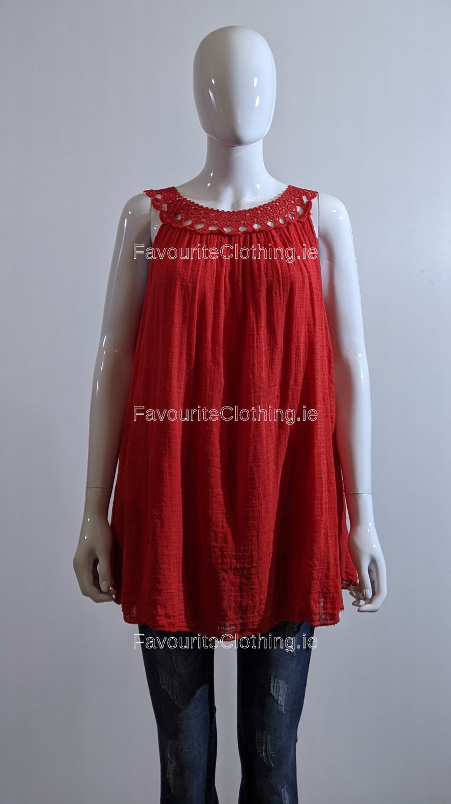 Red Cotton Vest Top