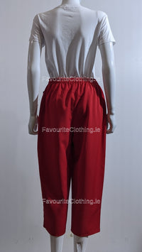 Red Cropped Cotton Trouser