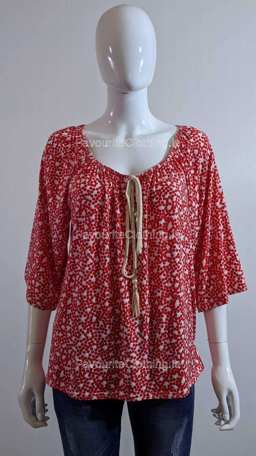 Red Floral Design Top