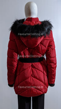 Red Hooded Water Resistant Padded Coat